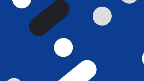 Blue background with white and gray circles and a black slanted shape, abstra 库存插图
