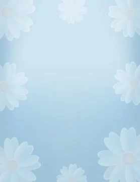 Blue background with white chamomile, spring floral ornament. Stock Illustration