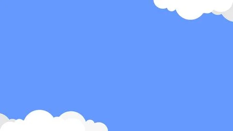 Blue background with white clouds border Stock Illustration