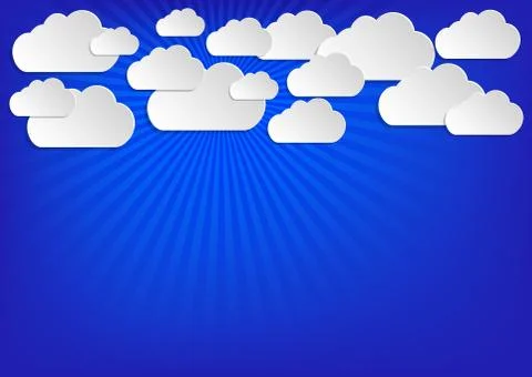 Blue background with white clouds. Stock Illustration