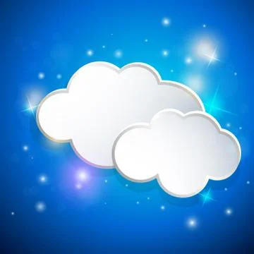Blue background with white clouds Stock Illustration