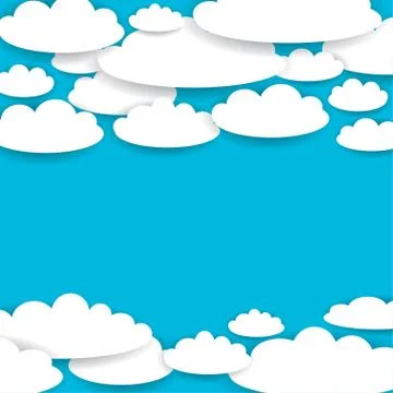 Blue background with white clouds. Vector Stock Illustration