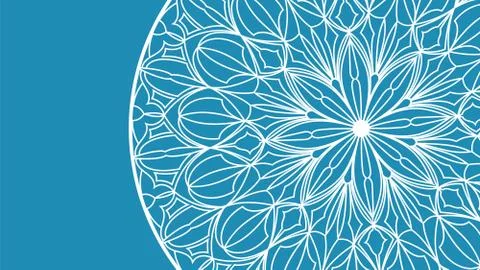 Blue background with white lace pattern. Vector wallpaper Stock Illustration