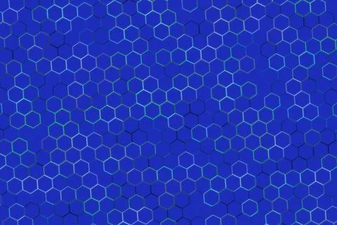 Blue background with white molecular hexagon pattern design Stock Illustration