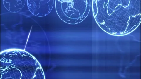 A Blue Background With A World Map And A Line Of Lines Stock Footage 345212937