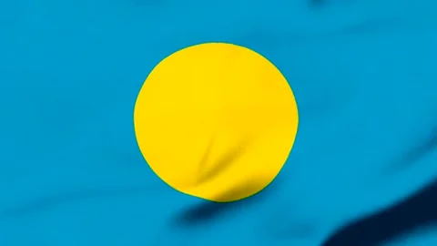 Blue background with yellow circle graphic design element Video stock 343317210