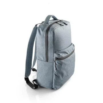 Blue backpack, for daily use or weekend adventures. Side view. Stock Photos