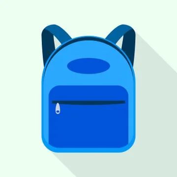 Blue backpack icon, flat style Stock Illustration