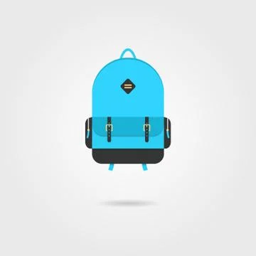 Blue backpack icon with shadow Stock Illustration