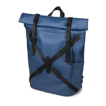 Blue backpack isolated on white background Stock Photos