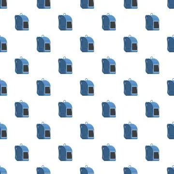 Blue backpack seamless pattern for education theme Stockillustratie