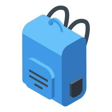 Blue backpack standing up with two straps and side pocket Stock Illustration