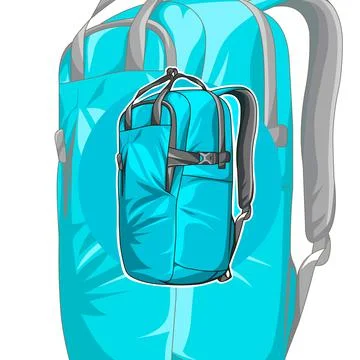 Blue Backpack. The unusual design of the backpack. Accessory Stock Illustration