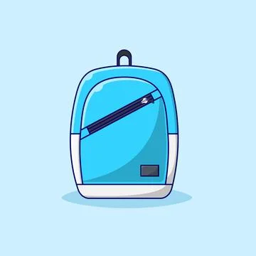 Blue Backpack Vector Illustration. Back to School. Rucksack. Flat Cartoon S.. Stock Illustration