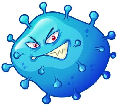 Blue bacteria with angry face Stock Illustration