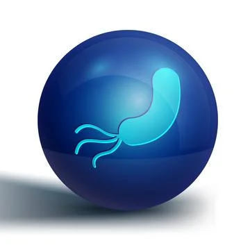 Blue Bacteria icon isolated on white background. Bacteria and germs, microo.. Stock Illustration