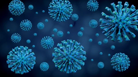 Blue bacteria virus or germs microorganism cells rotating and moving 스톡 동영상 127492547