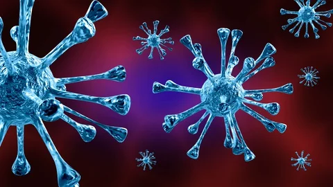 Blue bacteria virus or germs microorganism cells growing and shrink 스톡 동영상 127990011