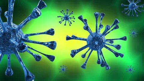 Blue bacteria virus or germs microorganism cells growing and shrink 動画素材 128110651