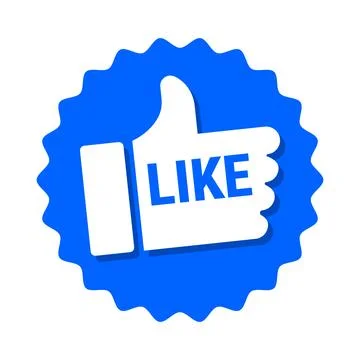 Blue like badge with thumbs up icon vector illustration for social media Ilustración de archivo