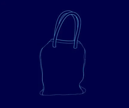 Blue bag is displayed on a blue background. The bag with the handle and straps Illustration