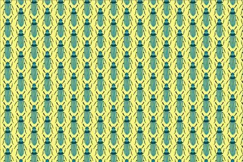 Blue bag pattern on yellow. Insects background Stock Illustration