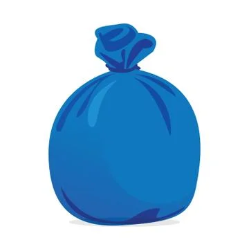 Blue bag plastic waste, garbage bags plastic blue, blue plastic trash bag ill Illustrazione stock