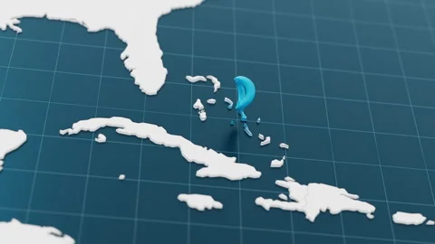 Blue The Bahamas 3d map with pointer pin surrounded with other countries in Stock Footage 314717411
