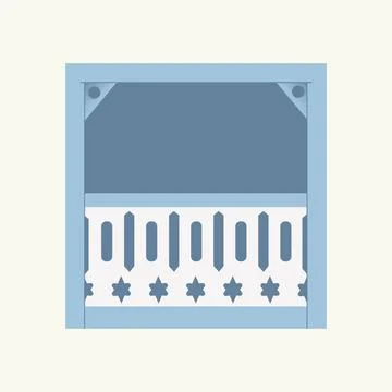 Blue balcony in oriental style. Illustrazione stock