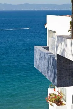 Blue balcony Stock Photos