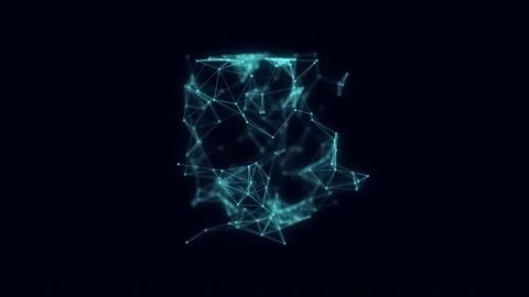 Blue ball, consisting of block disintegrating particles, transforms into a cube. Видео 168419100