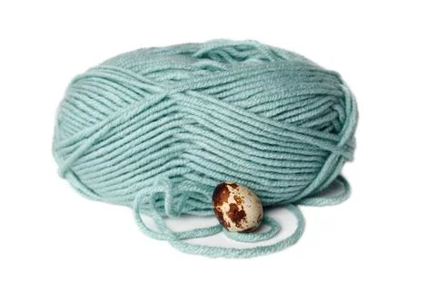 Blue ball of woollen thread isolated on white Stock Photos