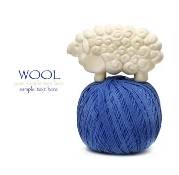 Blue ball of woollen thread isolated on white Blue ball of woollen thread ... Stock Photos