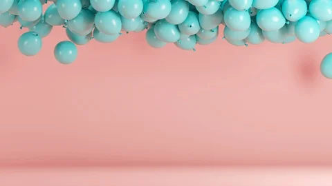 Blue Balloon Floating on Pink Background. Minimal idea concept. 3D Animation. Stock Footage 120560431
