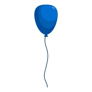 Blue balloon floating with string on white background Stock Illustration