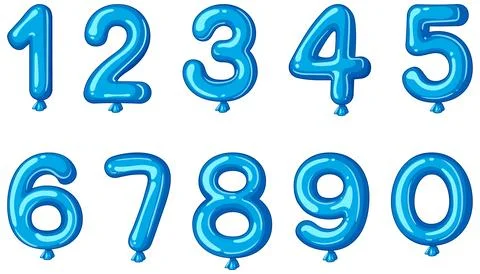 Blue Balloon Numbers Vector Illustration Stockillustratie
