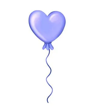 Blue balloon in the shape of a heart. Vector illustration Stock Illustration