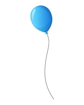 Blue balloon with string flying. Stock vector illustration isolated on a whit Stock Illustration