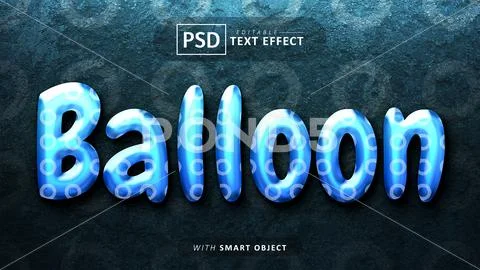 Blue balloon text effect editable Modello PSD