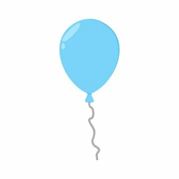Blue Balloon Vector Illustration isolated on white. Party, Birthday Icon vect Stock Illustration