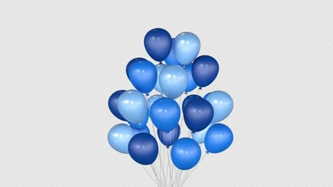 Blue balloons bunch animation 3D on a seamless loop Stock Footage 276493461