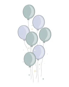 Blue balloons bunch vector illustration isolated on white background. Stock Illustration