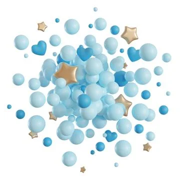 Blue balloons isolated on white background. It's a boy foreground. Cut out 스톡 일러스트