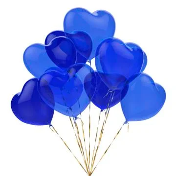 Blue balloons in the shape of heart Stock Illustration