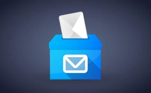 Blue ballot box with an envelope Stock Illustration