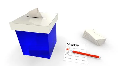 Blue ballot box with envelope Illustrazione stock