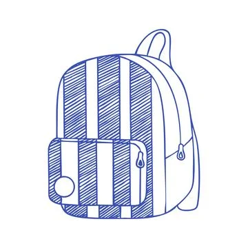 Blue ballpoint pen striped backpack sketch Stock Illustration