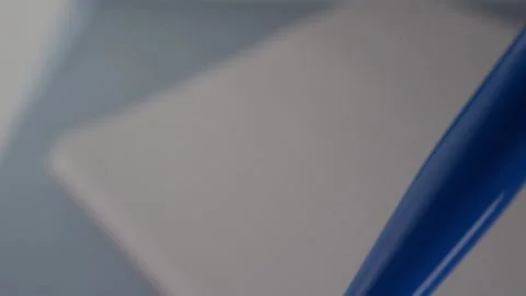Blue Ballpoint Pen Tip Close-Up. Stock Footage 287379595