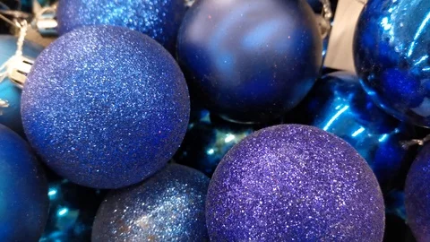 Blue balls for decorating Christmas tree and interior for new year and Christmas Stock Footage 119940452