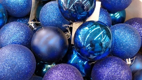 Blue balls for decorating Christmas tree and interior for new year and Christmas Stock Footage 119940463